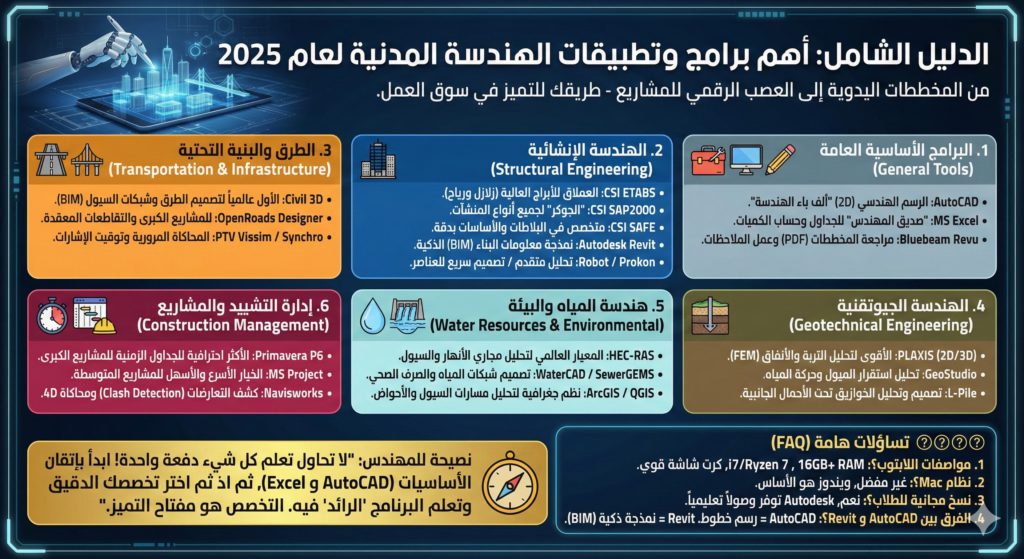 انفوجرافيك: أفضل برامج وتطبيقات الهندسة المدنية