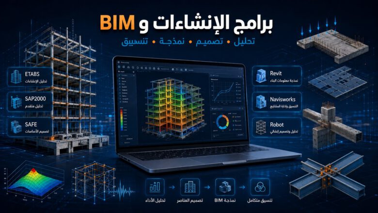 برامج الهندسة الإنشائية وBIM للتحليل والتصميم والنمذجة