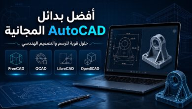 أفضل بدائل AutoCAD المجانية مثل FreeCAD وQCAD وLibreCAD وOpenSCAD
