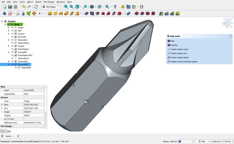 واجهة برنامج FreeCAD البديل المجاني لأوتوكاد