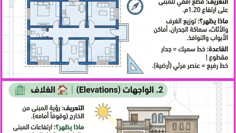 المخططات المعمارية: المسقط الأفقي والواجهات