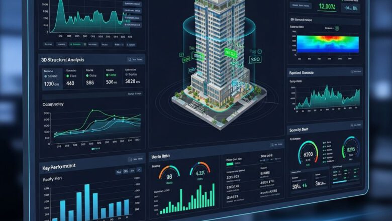 لوحة تحكم التوأمة الرقمية لمبنى ذكي تظهر تحليلات البيانات الهندسية - كيف تكون مهندسا ناجحا في 2027
