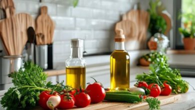 أساسيات الطهي الصحي ومكونات طازجة في المطبخ العصري
