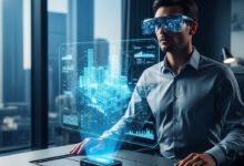 مهندس محترف في عام 2027 يستخدم تقنيات الواقع المعزز ليكون مهندسا ذكيا ويقوم بتصميم مدينة ذكية