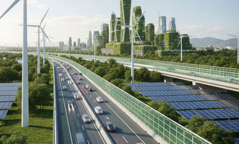 تصميم مستقبلي لهندسة الطرق المستدامة والبنية التحتية الخضراء