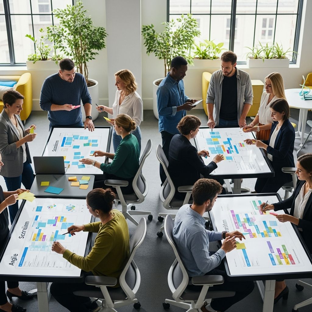 فريق عمل يطبق منهجية Agile في إدارة المشاريع