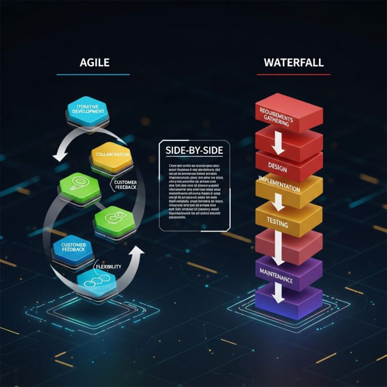 مقارنة بين منهجية Agile والشلال في إدارة المشاريع الحديثة