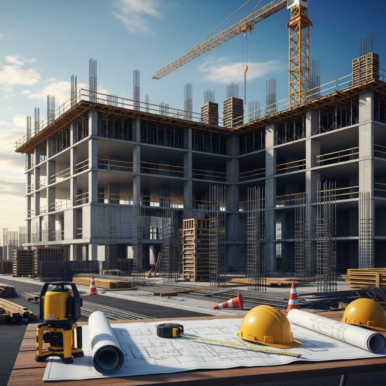 تنفيذ أعمال المباني بالتسلسل الهندسي الصحيح في موقع بناء حديث