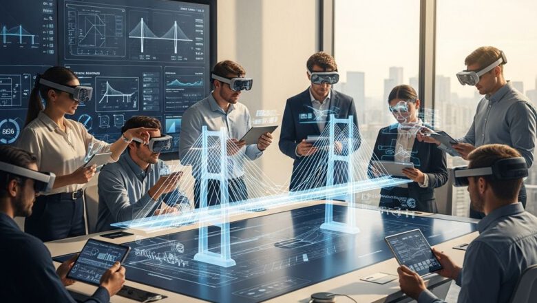 فريق هندسي يستخدم الواقع المعزز للتعاون في مشروع معقد - كيف تصبح مهندسا ناجحا
