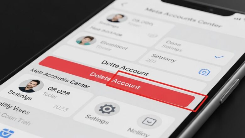 واجهة مركز حسابات ميتا لحذف حساب فيسبوك نهائياً