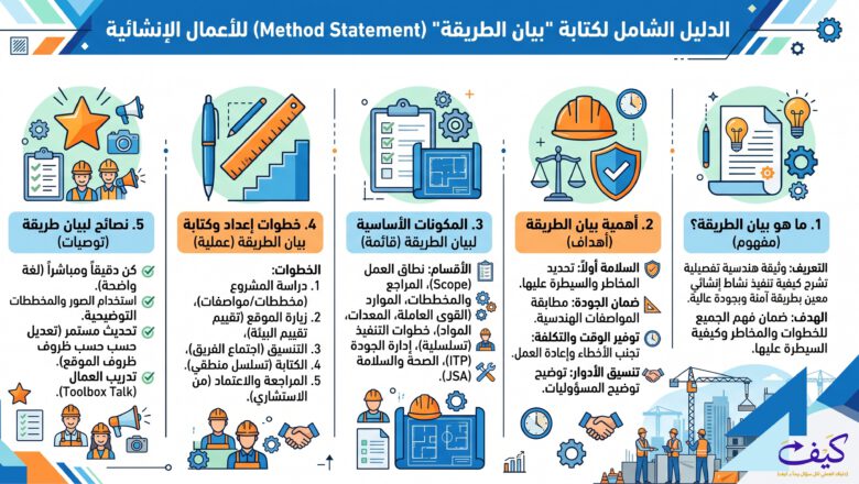 دليل كتابة بيان الطريقة (Method Statement) للاعمال الإنشائية بخطوات سريعة