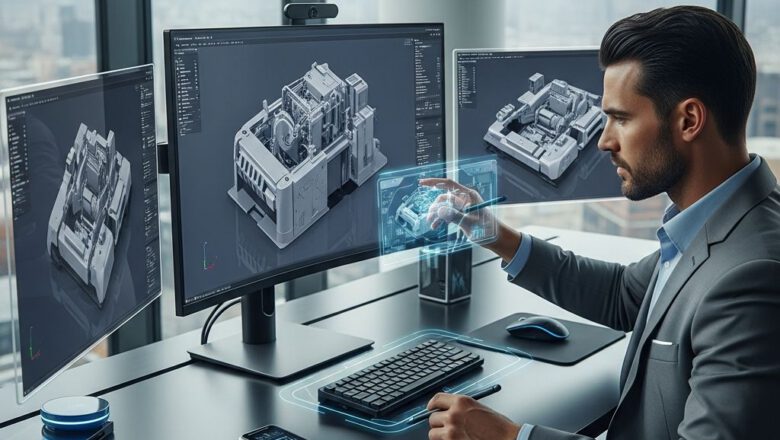 مهندس محترف يستغل كامل طاقة جهازه في التصميم ثلاثي الأبعاد - تشغيل عدة برامج هندسية بكفاءة عالية