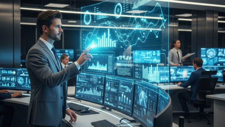 مدير مشروع محترف يتابع لوحات بيانات متطورة في عام 2026