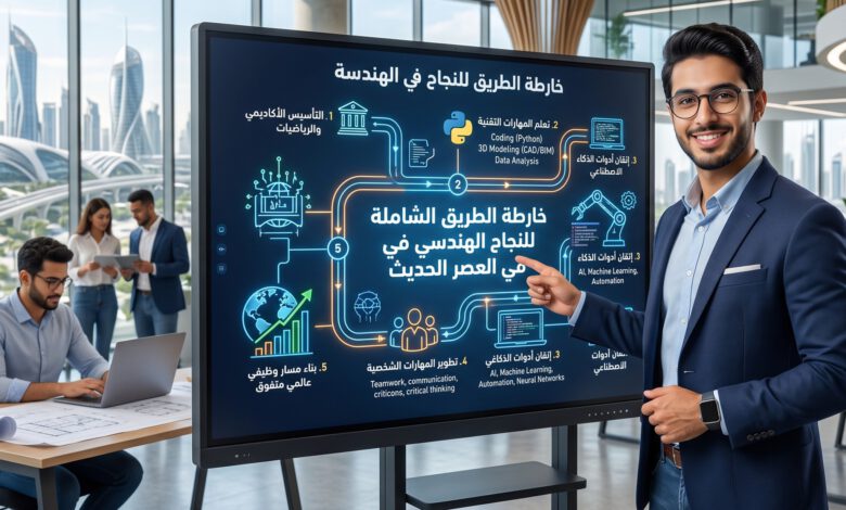 مهندس ناجح يعمل على تصميم مشروع مستدام باستخدام التكنولوجيا الحديثة