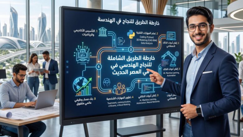مهندس ناجح يعمل على تصميم مشروع مستدام باستخدام التكنولوجيا الحديثة