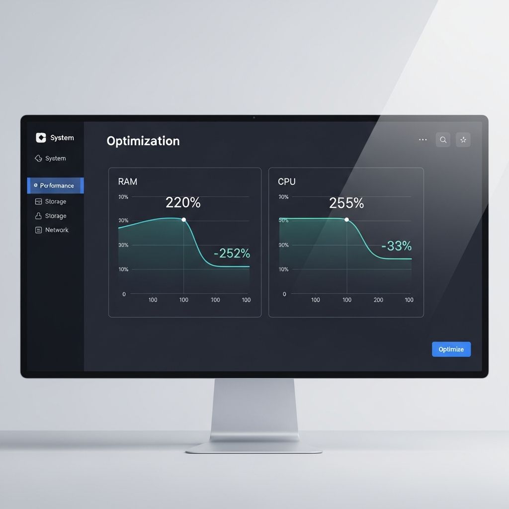 واجهة برنامج احترافي لتحسين أداء ويندوز وموارد النظام وتقليل استهلاك الرام