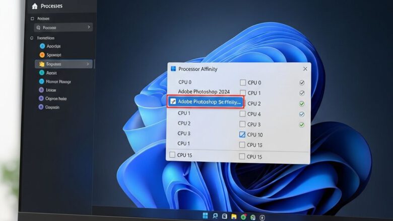 واجهة ضبط CPU Affinity في نظام ويندوز للبرامج الهندسية - تشغيل عدة برامج هندسية بكفاءة عالية