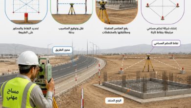 منهجية تنفيذ الأعمال المساحية باستخدام المحطة المتكاملة ونقاط التحكم
