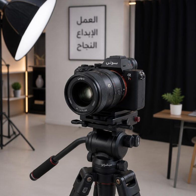 كاميرا ميرورليس حديثة مع عدسة احترافية مثبتة على حامل ثلاثي، ترمز إلى أهمية استخدام معدات تصوير عالية الجودة.