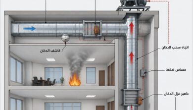 مخطط نظام التحكم بدخان مجاري التكييف والدَمْبَرات والمراوح