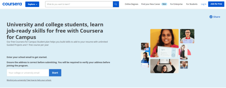 منصة Coursera للتعلم أونلاين والدورات المهنية - من أفضل مواقع التعلم أونلاين مجانا