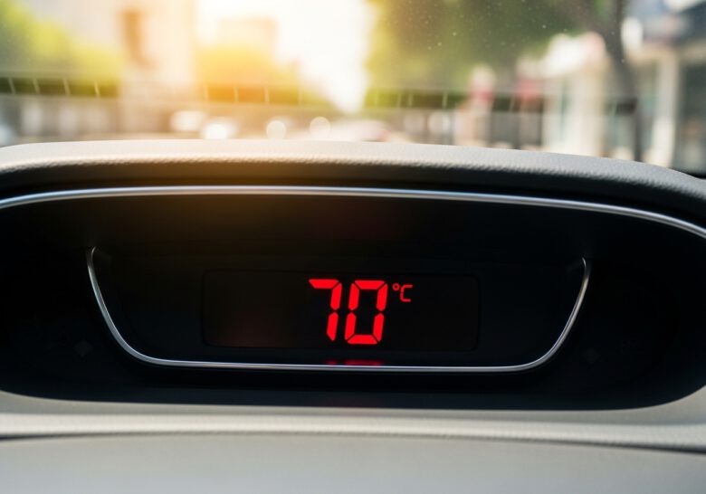 ميزان حرارة داخل السيارة يظهر درجة حرارة مرتفعة جداً - أشياء لا يجب تركها في السيارة
