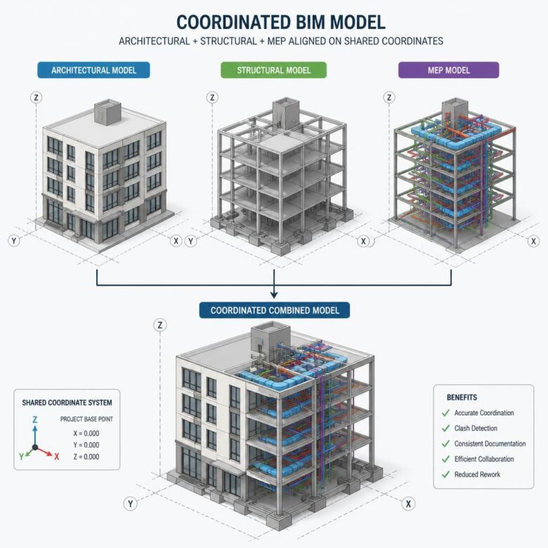 تطابق نماذج المعماري والإنشائي والخدمات على إحداثيات مشتركة - كيفية عمل Clash Detection في Navisworks