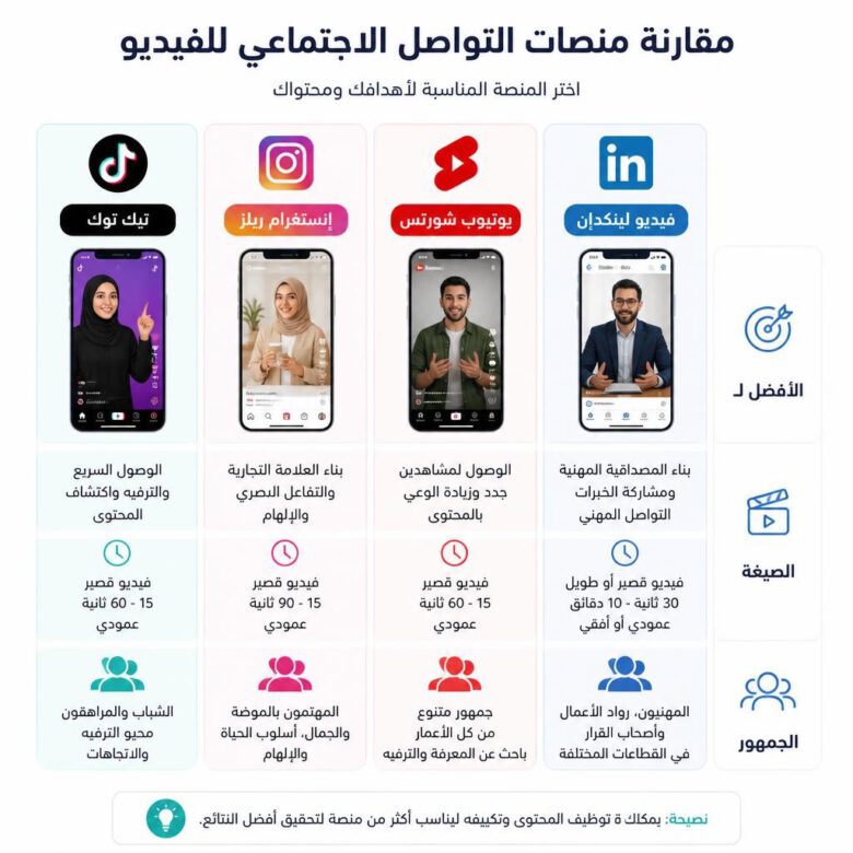 مقارنة بين منصات التواصل الاجتماعي للمحتوى القصير