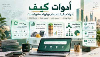صورة بارزة لأدوات كيف تعرض محول الوحدات وحاسبات البناء وتصنيف التربة وحاسبة التركة وأدوات البحث