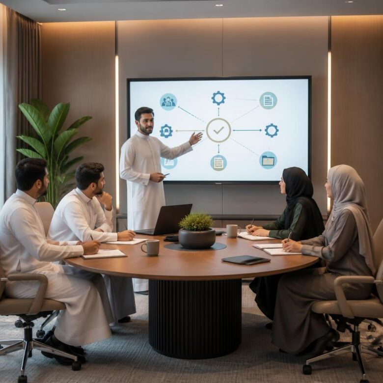 فريق عمل يشارك بفعالية في اجتماع منظم لاتخاذ القرارات - كيفية زيادة الإنتاجية في العمل