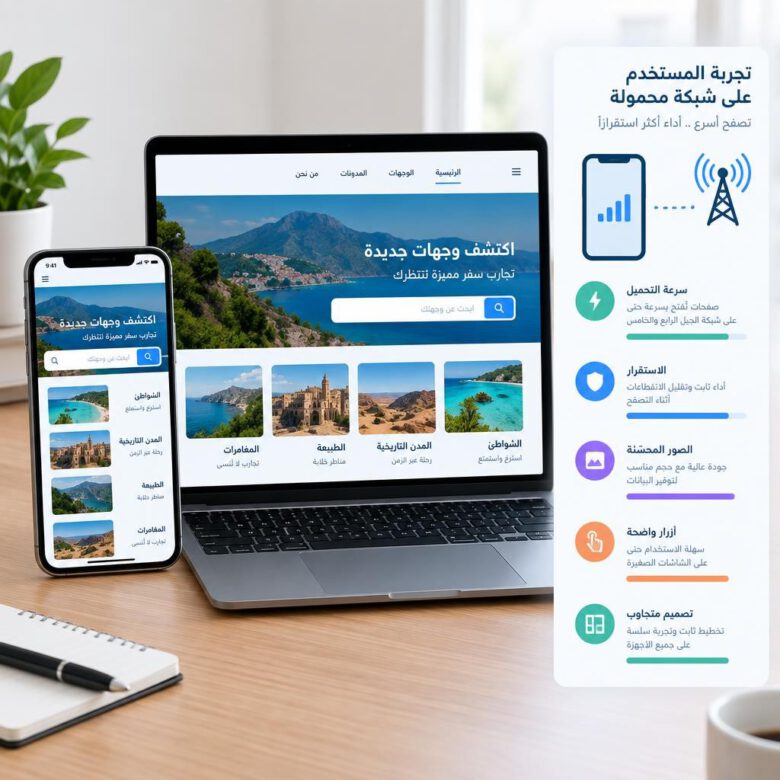 تصميم مستجيب وتجربة مستخدم سريعة على الهاتف والحاسوب - تحسين أداء الموقع الإلكتروني.