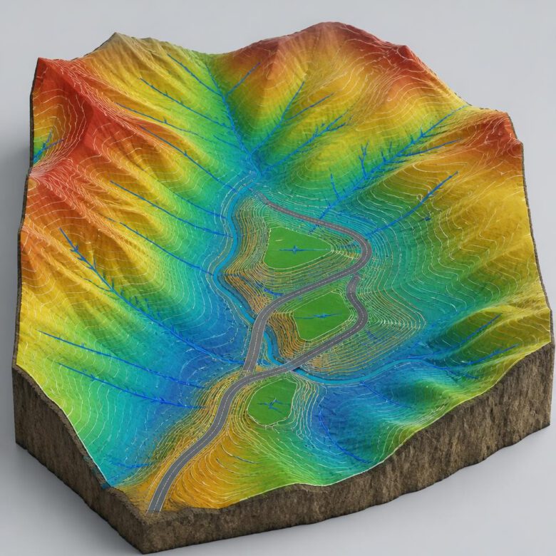 تحليل انحدارات واتجاهات تصريف لسطح تضاريس في Civil 3D - كيفية إنشاء Surface في Civil 3D.