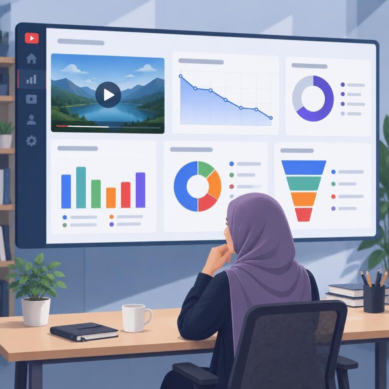 لوحة تحليلات لقياس الاحتفاظ بالمشاهدة وأداء فيديو