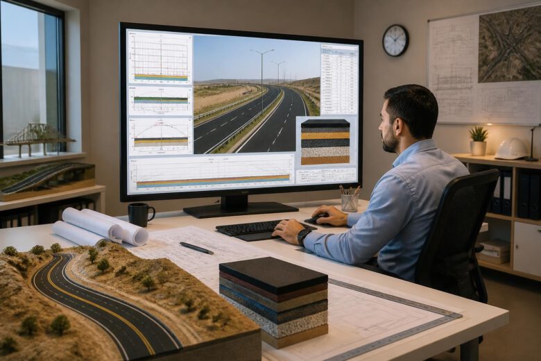 نموذج طريق وطبقات رصف لحساب كميات الأسفلت في Civil 3D
