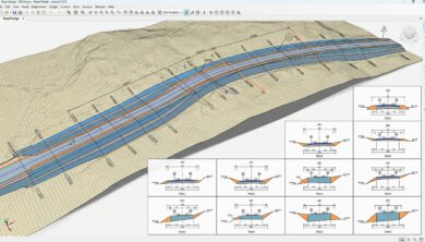 تمثيل هندسي لخطوط العينة والمقاطع العرضية في Civil 3D