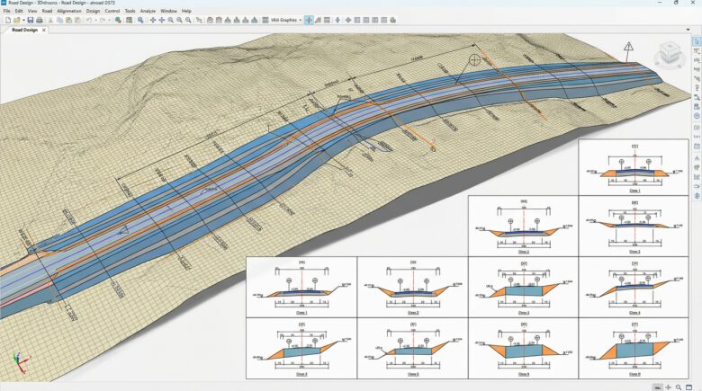 تمثيل هندسي لخطوط العينة والمقاطع العرضية في Civil 3D