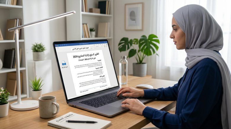 مستند عربي منسق على الحاسوب يوضح أدوات الإنتاجية في برنامج Word