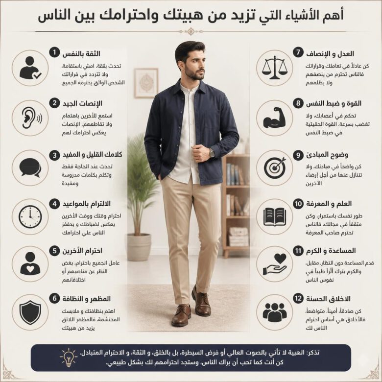 أسرار الهيبة والاحترام: الدليل الشامل لبناء الكاريزما والمكانة الاجتماعية الرفيعة - صورة توضيحية
