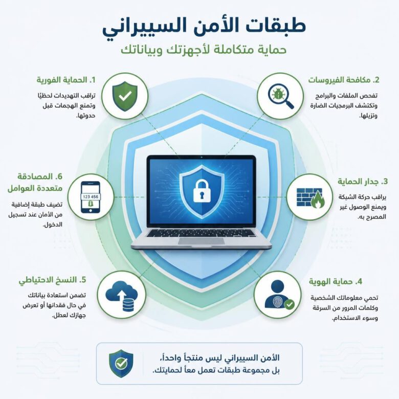 طبقات الحماية السيبرانية الضرورية للأجهزة - كيف تختار أفضل برامج الحماية.