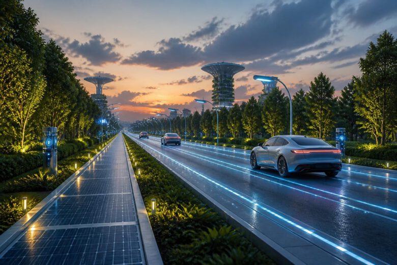 طريق ذكي مستدام لعام 2026 مزود بمسارات شحن استقرائي وحساسات رقمية متطورة