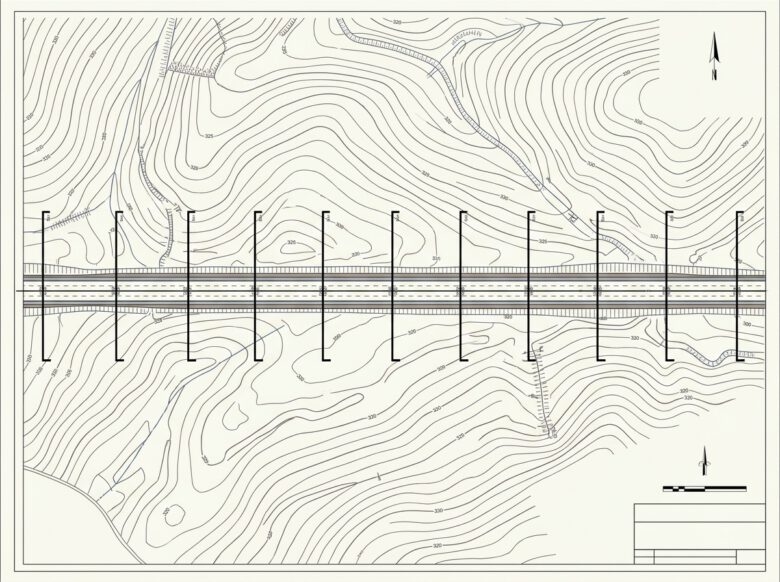 محور طريق وخطوط عينة موزعة على محطات مختلفة - كيفية إنشاء Sample Lines في Civil 3D.