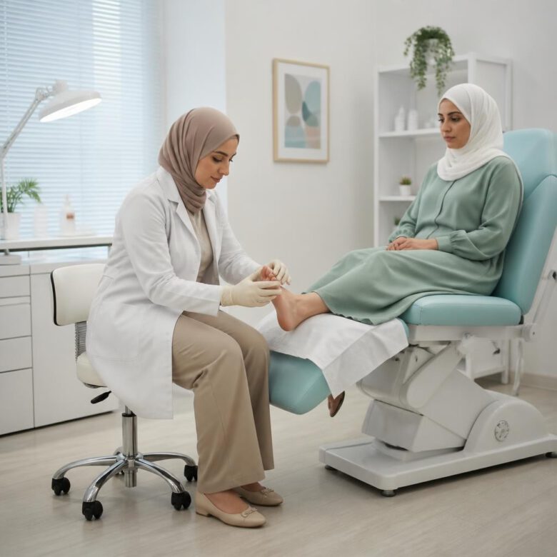 فحص طبي للقدم عند الاشتباه بفطريات أو فرط تعرق - التخلص من رائحة القدمين والحذاء