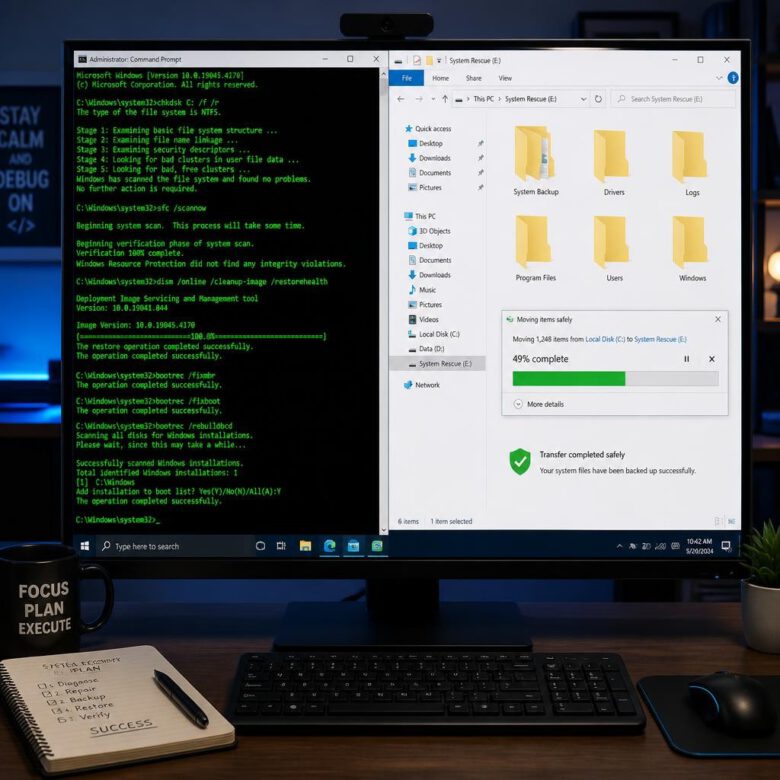استخدام موجه الأوامر CMD لإعادة تعيين كلمة مرور ويندوز - كيفية إنقاذ ملفاتي إذا نسيت كلمة مرور ويندوز