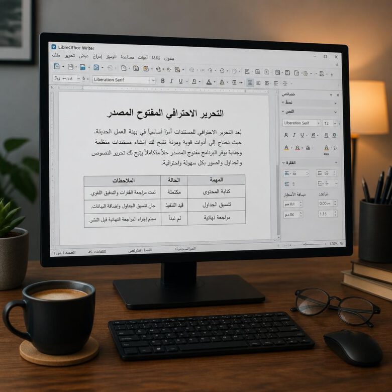 واجهة برنامج LibreOffice لتحرير النصوص